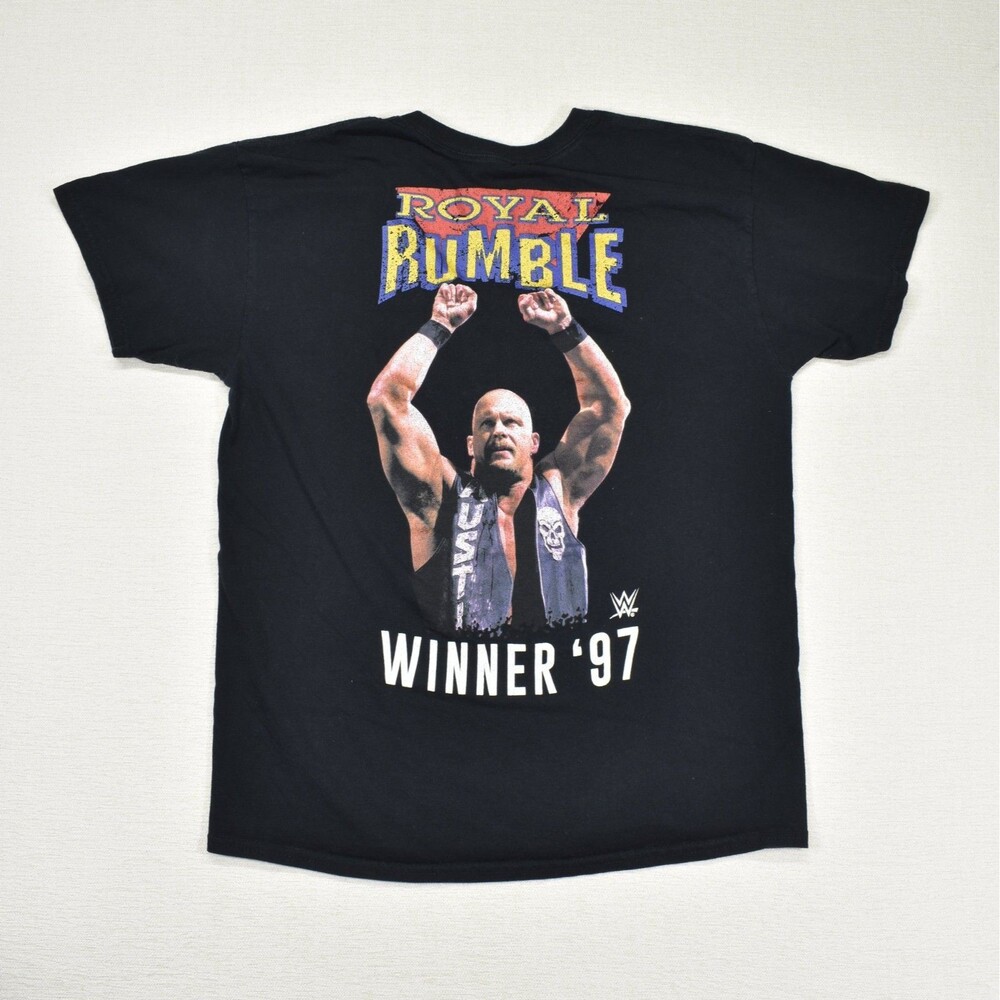 Stone Cold Steve Austin Shirt Large Black WWE Royal Rumble Winner 97 Graphic